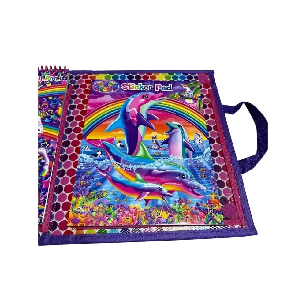 Lisa Frank Pocket Folder Dogs Dolphins Tikanni Art Storage Case Trifold Binder